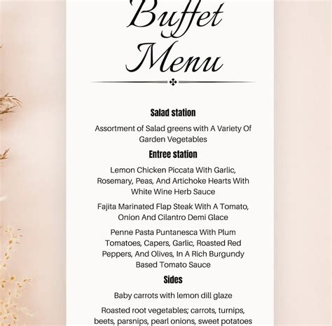 buffet wedding menu card template|free wedding menu card template.